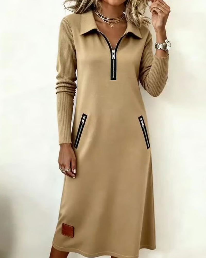Elegant Women's Lapel Shift Dress