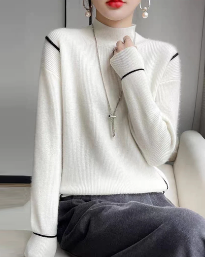 Eleganter Rollkragen Pullover Schlicht Stil - IdealeKleiden