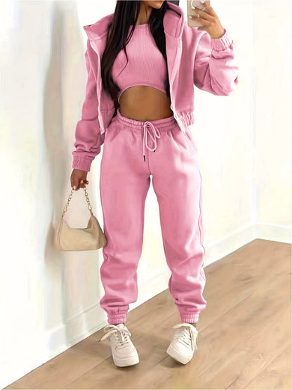 Complete Sportswear Set Hooded Jacket Pants Top
