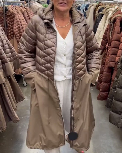 Warm quilted jacket with hood