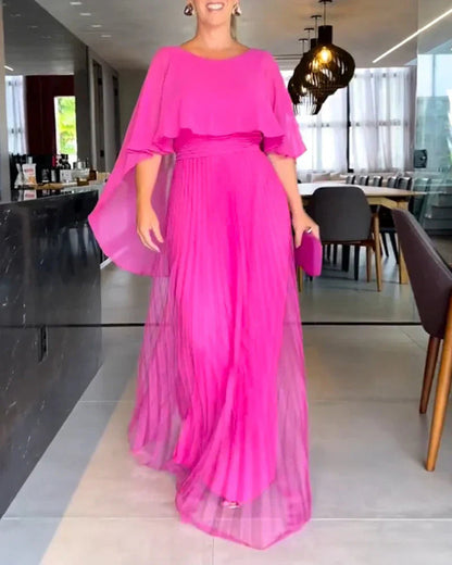 Elegant Women's Dress with Cape Sleeves Long