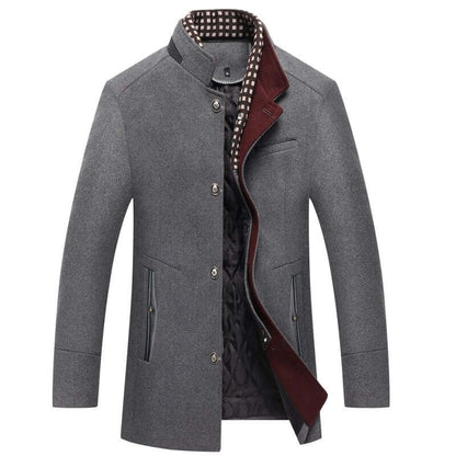 Men's Slim Fit Wool Winter Coat Black
