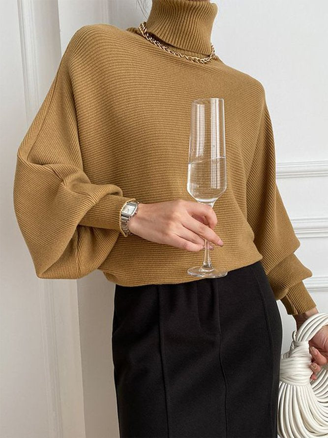 Praktischer Rollkragenpullover Khaki Grün - IdealeKleiden