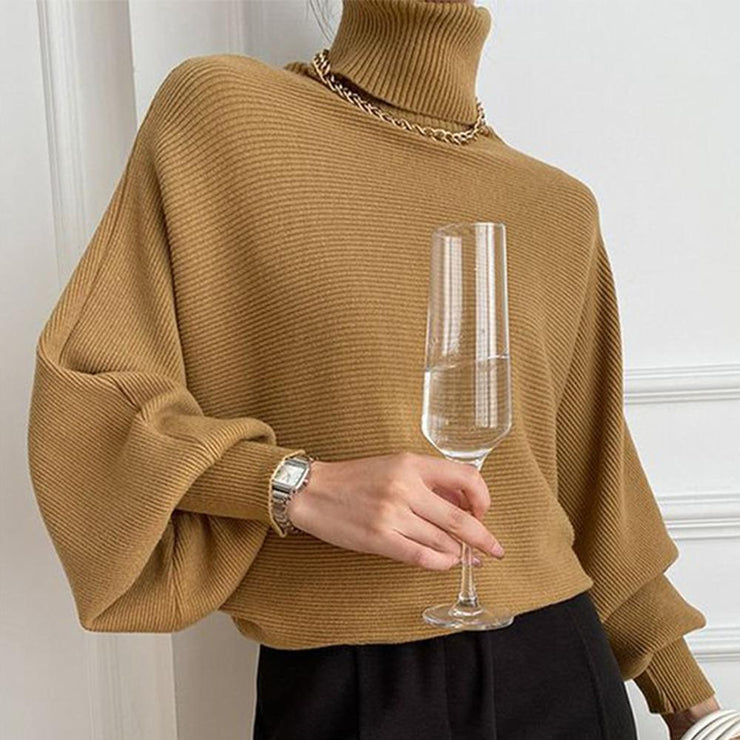 Practical Turtleneck Sweater Khaki Green