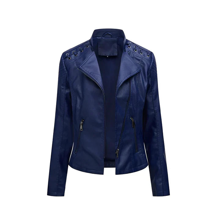 Lederjacke Damen Schwarz Reißverschluss - IdealeKleiden
