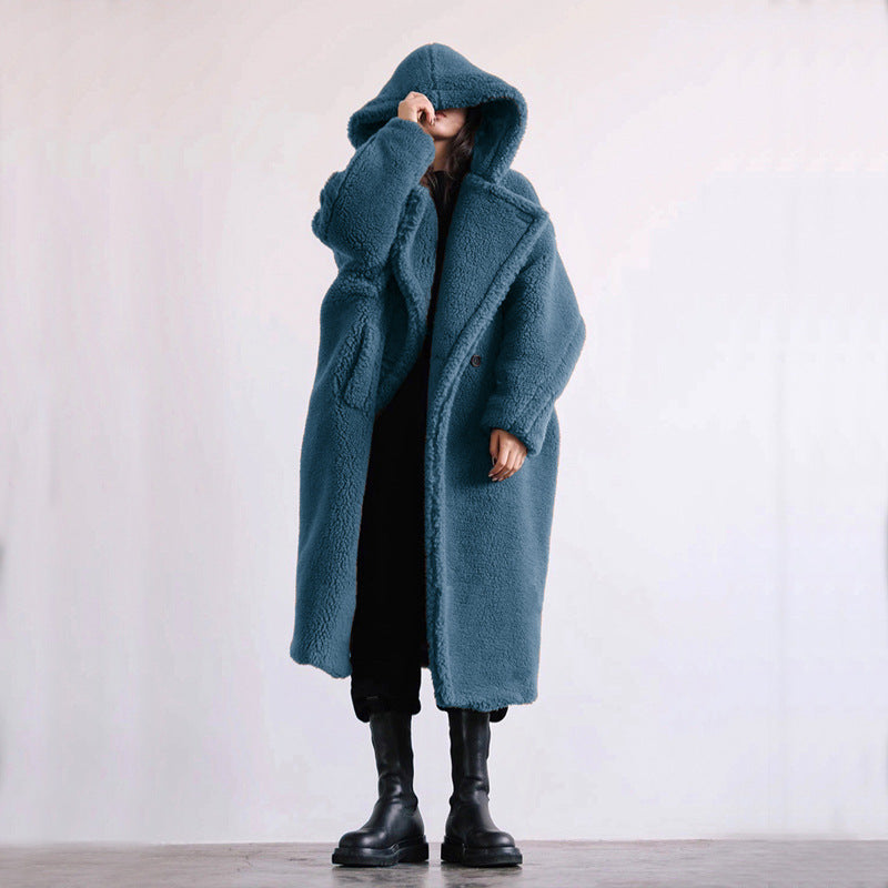 Women's Quilted Long Winter Dress with Buttons