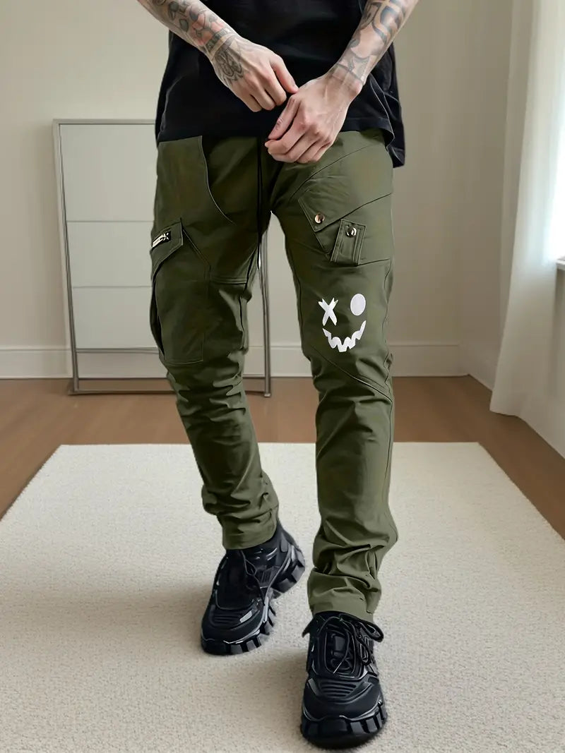 Casual Cargo Pants Zipper Pockets Leisure Style