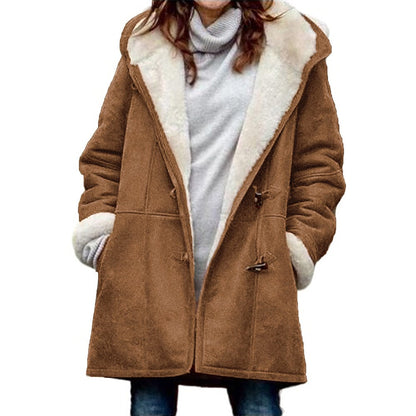 Warme Fleece-Damenjacke Kuschelig Kapuze