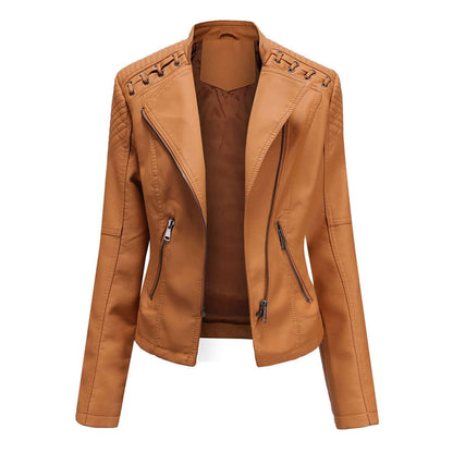 Fashionable Women's Leather Biker Jacket
