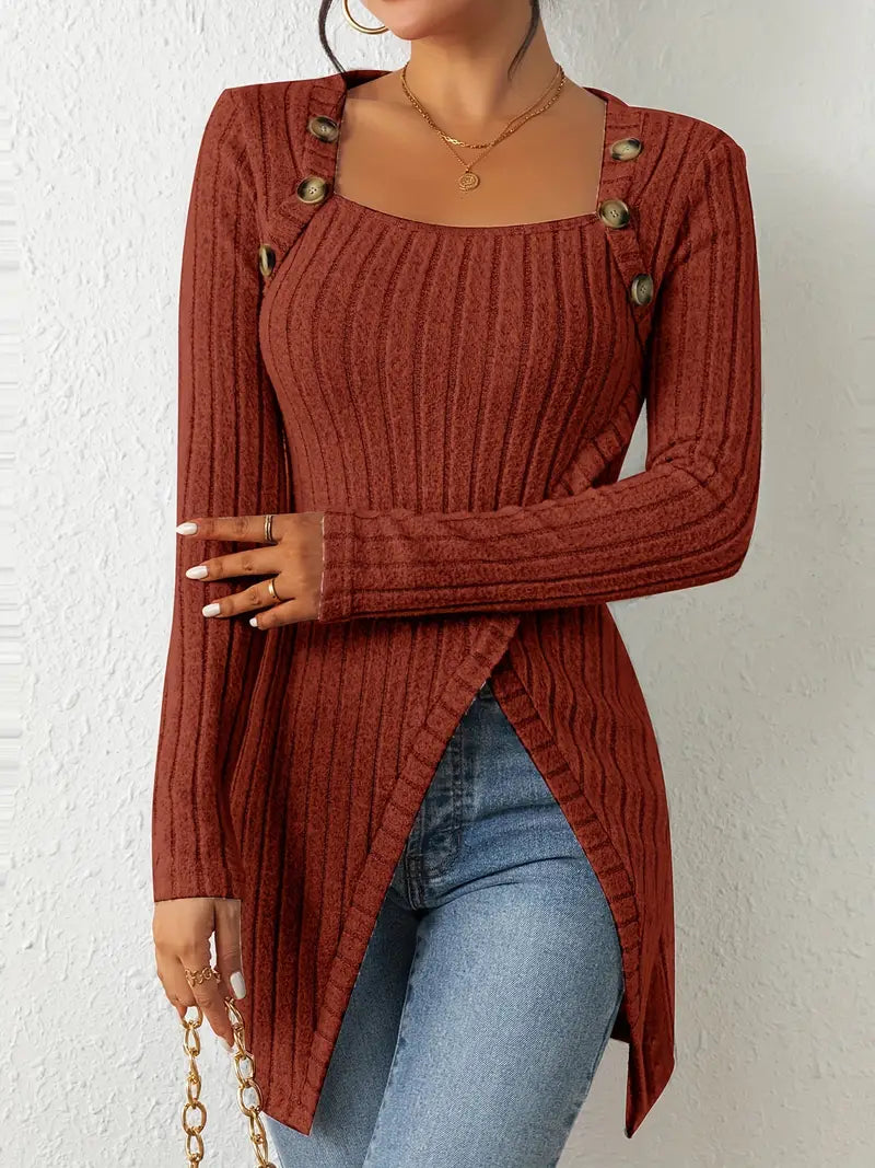 Stilvoller Frauen Pullover Langarm Gerippt