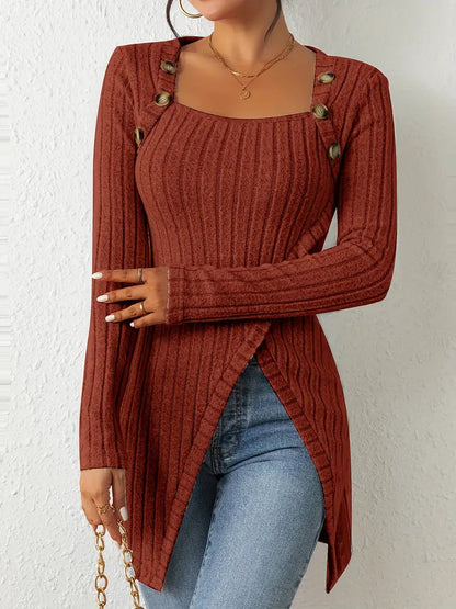 Stilvoller Frauen Pullover Langarm Gerippt