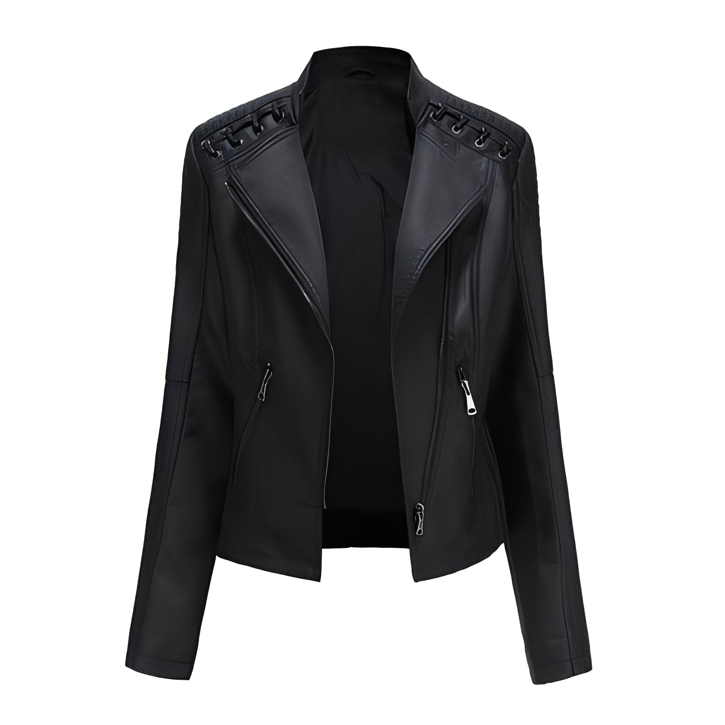 Elegant Women's Leather Jacket Slim Fit Short Length