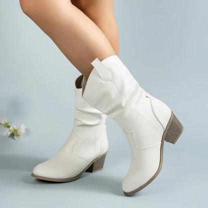 Non-Slip Women's Cowboy Boots Low Heel