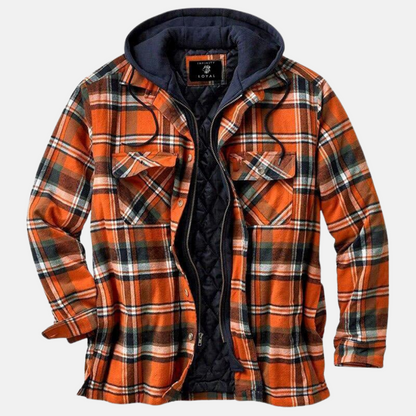 Men's Quilted Jacket Plaid Warm Comfortable