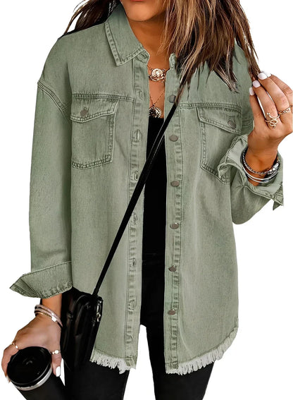 Women's Distressed Denim Jacket Vintage Style