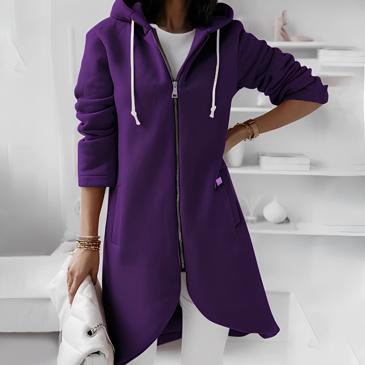 Women's Long Hooded Jacket Comfortable & Stylish