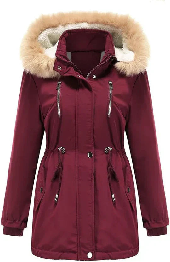 Long Winter Coat with Hood Faux Fur Fleece