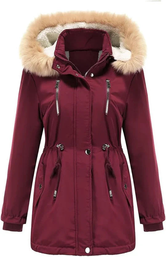 Lovi - Women's Long Faux Fur Hooded Fleece Coat