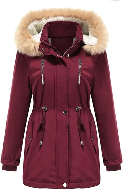 Lovi - Women's Long Faux Fur Hooded Fleece Coat