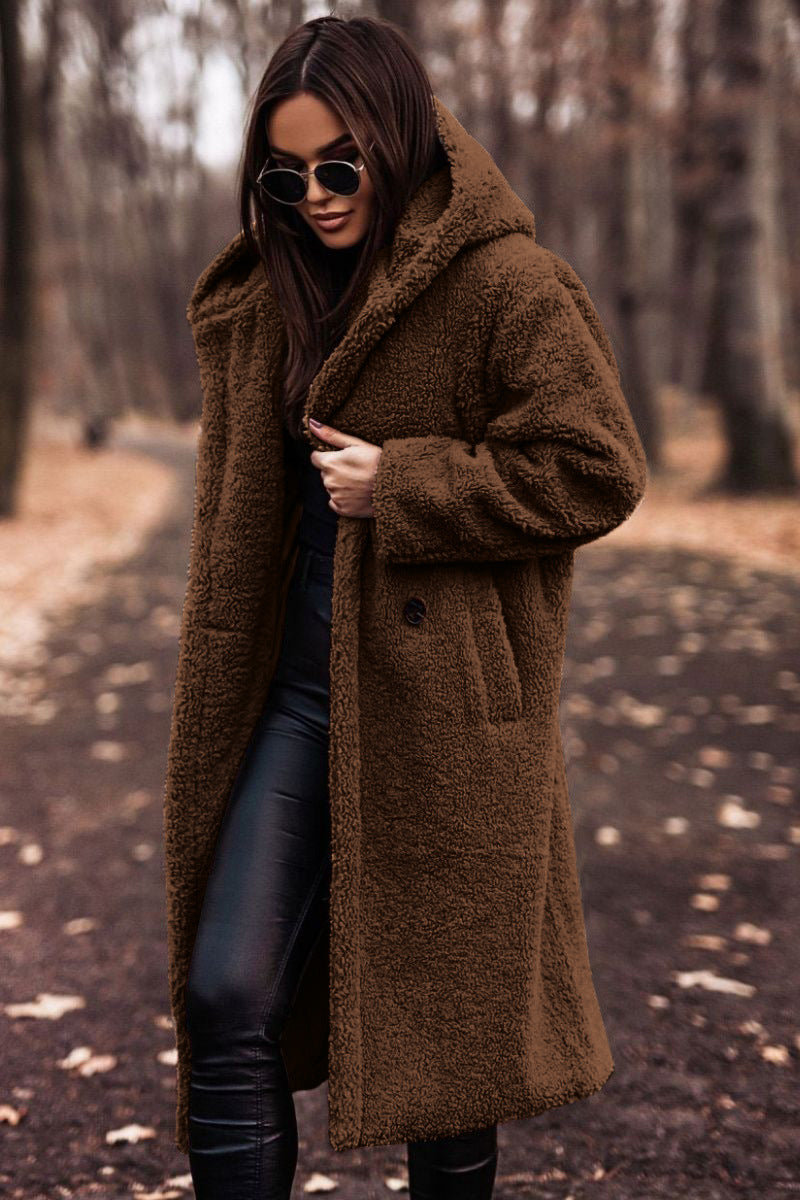 Elegant Women's Long Plush Coat