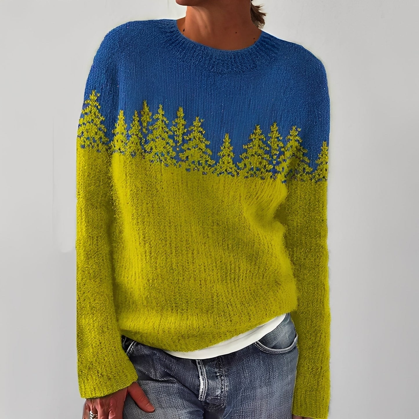 Klassischer Damenpullover mit Muster → Eleganter Damenpullover mit Blumenmuster