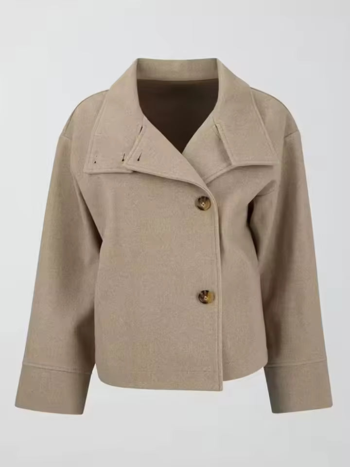 Short Jacket Women High Neck Asymmetrical