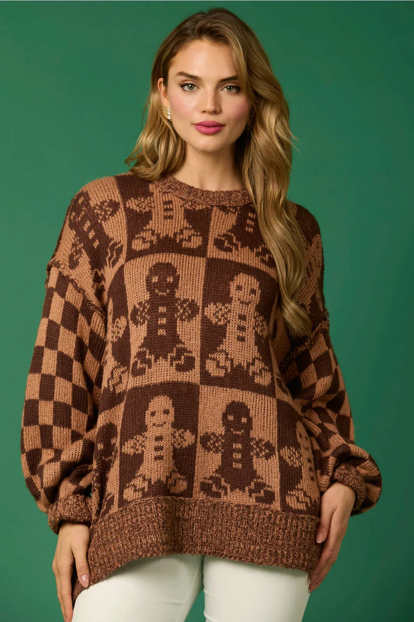Christmas Gingerbread Design Knitted Jumper
