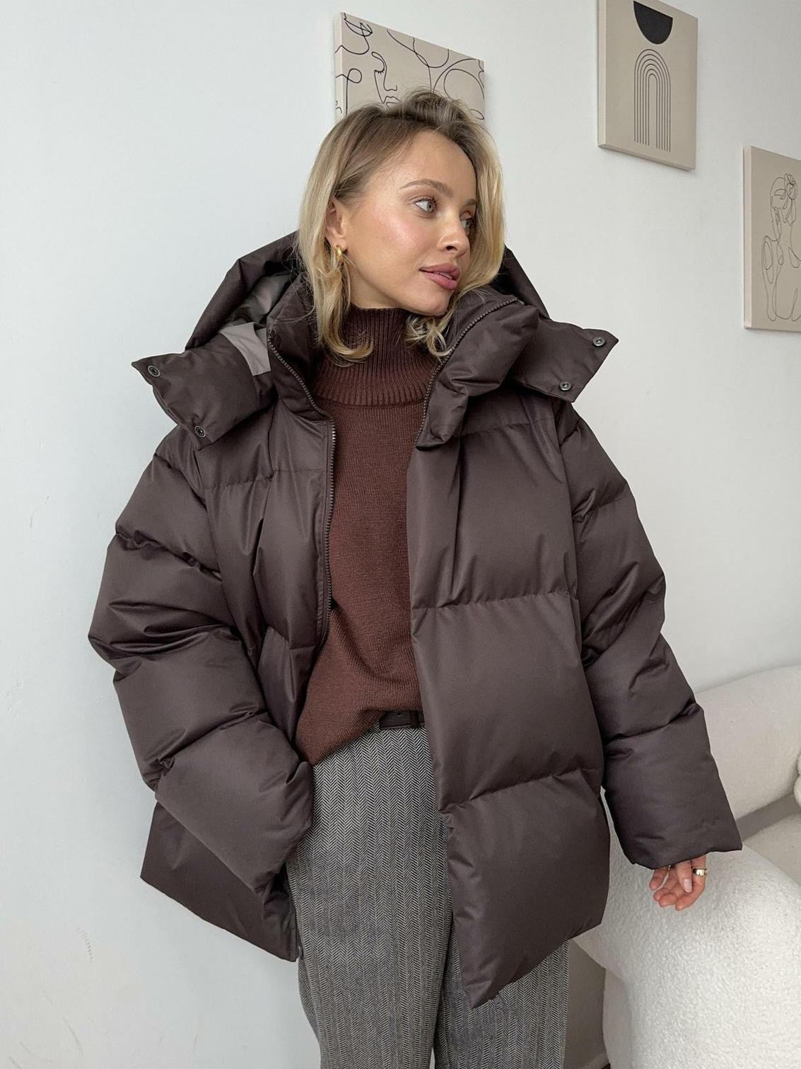 Fashionable Women's Short Jacket with Hood
