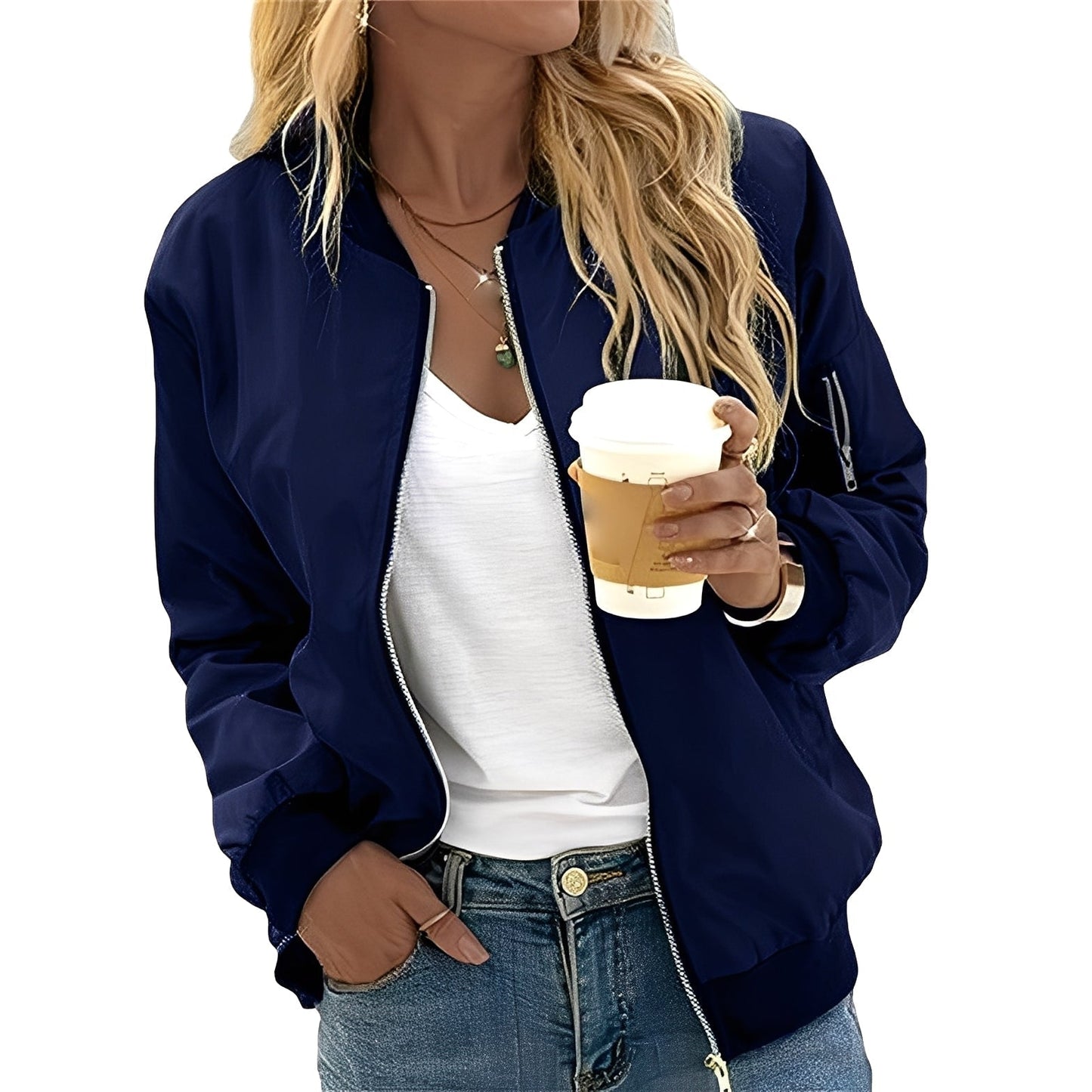 Stylish Women's Bomber Jacket Retro Chic