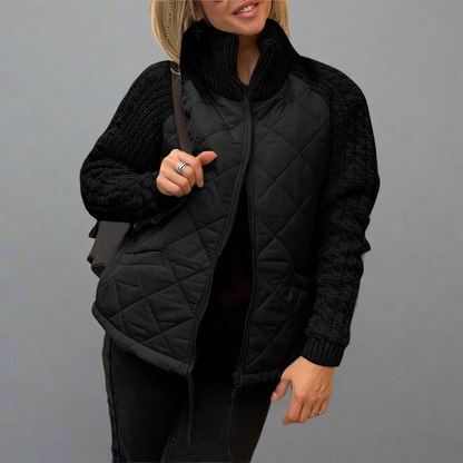 Women's Autumn Jacket with Knitted Sleeves