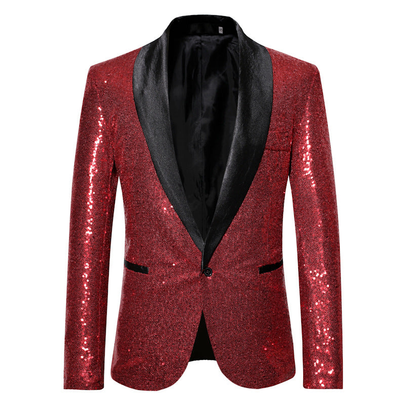 Elegant Sequin Blazer Men's Evening Wear