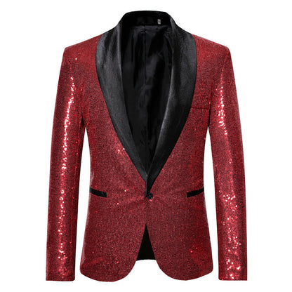 Elegant Sequin Blazer Men's Evening Wear