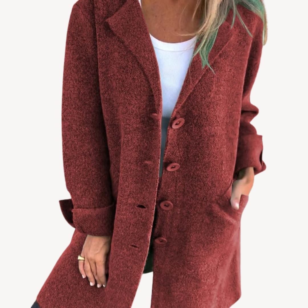 Women's Long Wool Blend Jacket with Buttons
