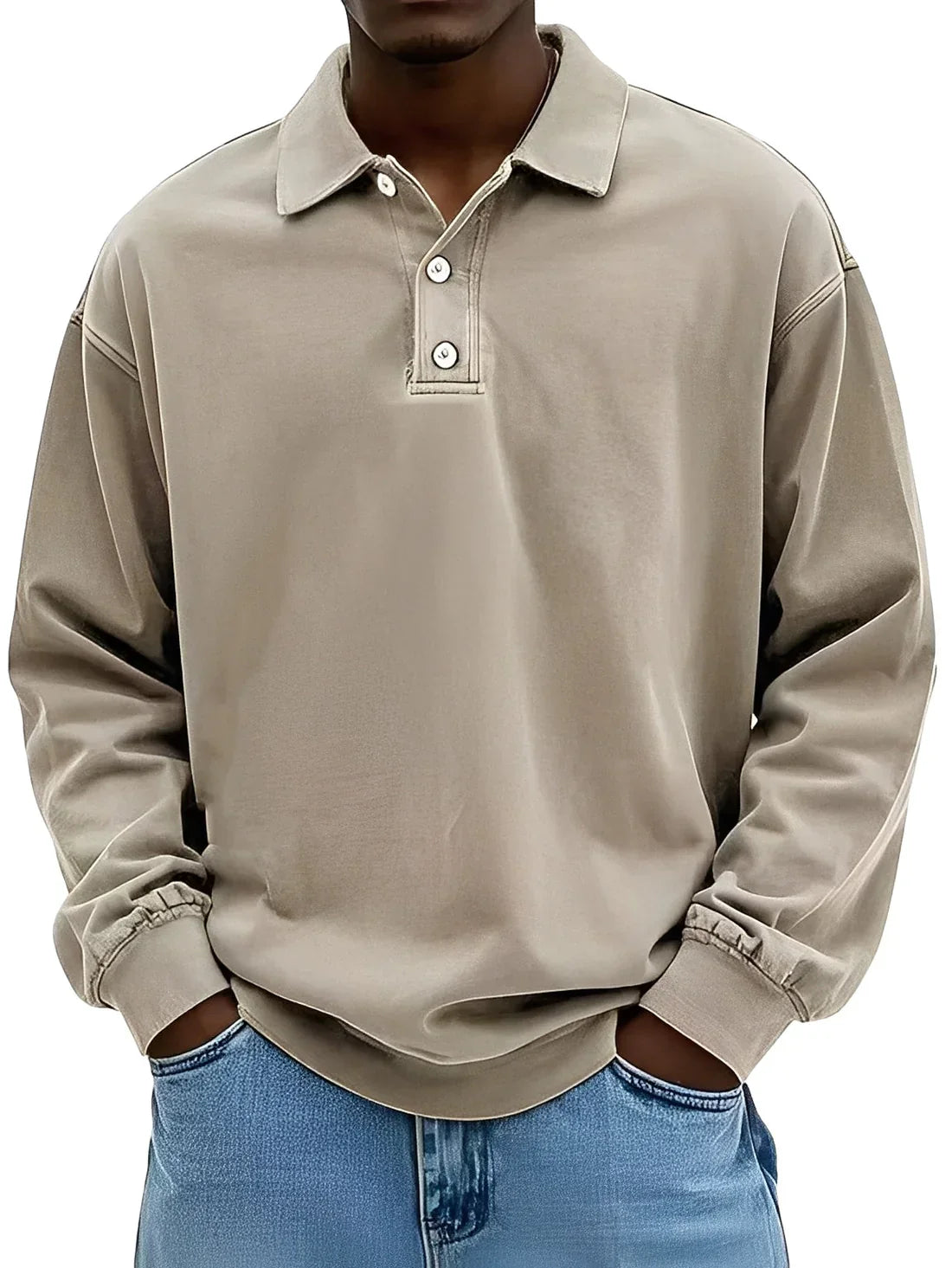 Herren Poloshirt Elegantes Langarm Design - IdealeKleiden