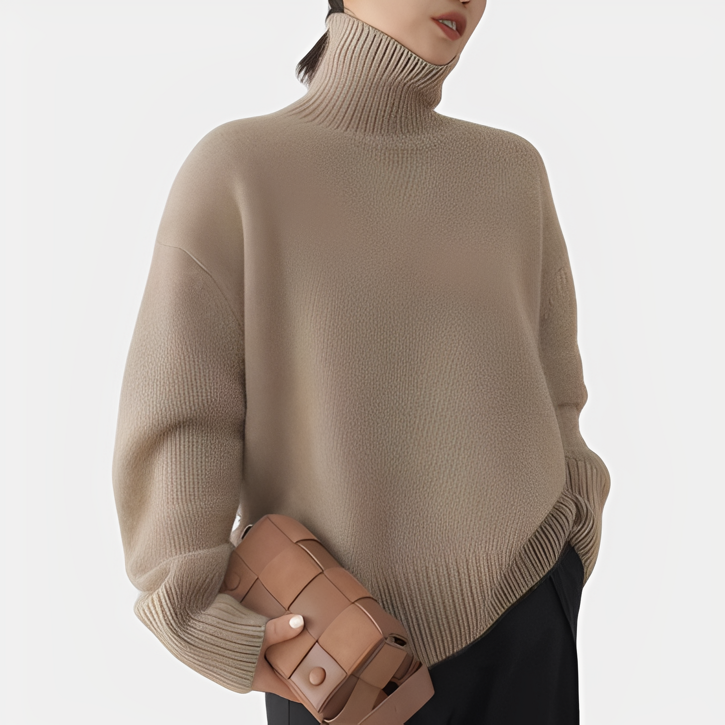 Stilvoller Damen Pullover Rollkragen Eleganz