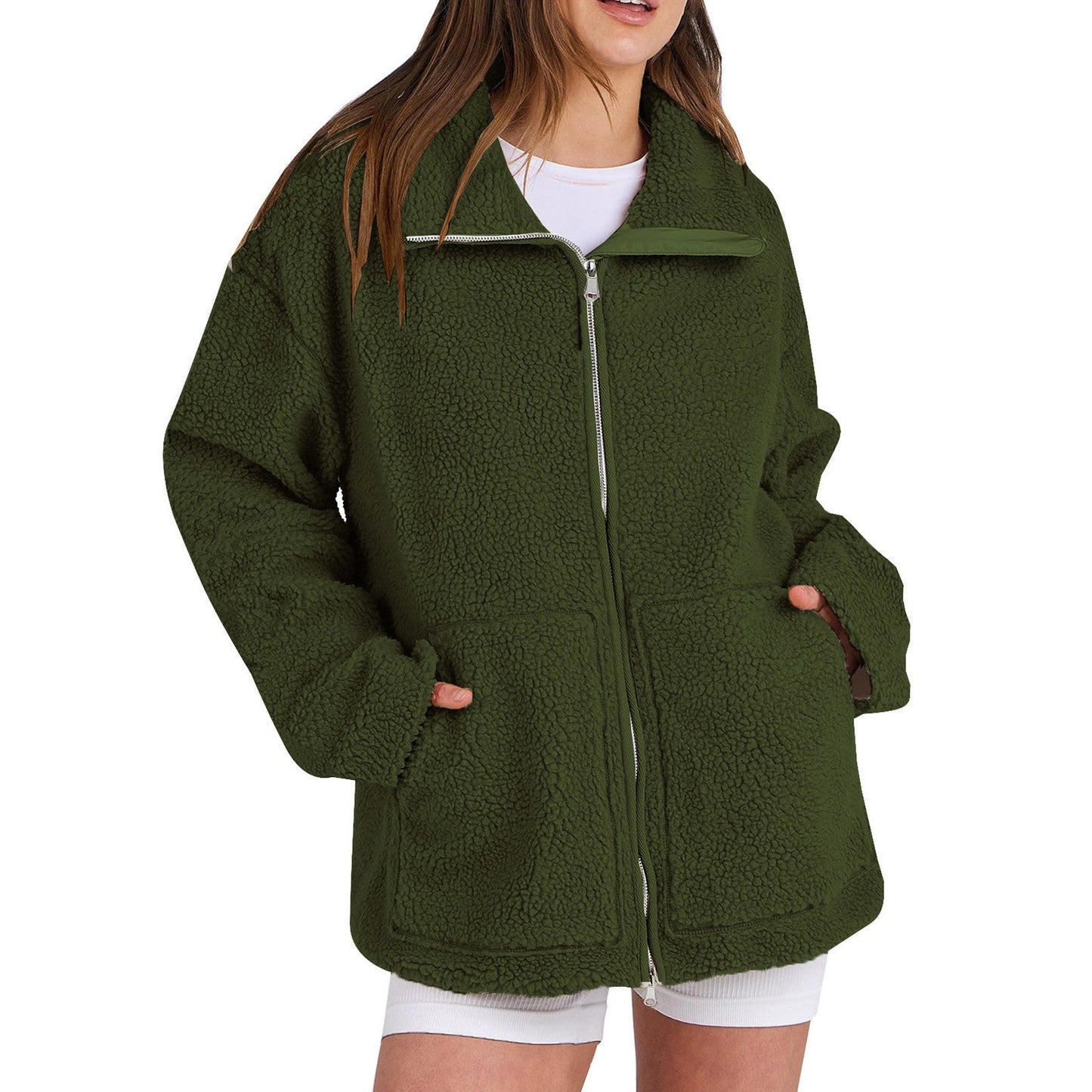 Comfortable women's wool coats with a turtleneck