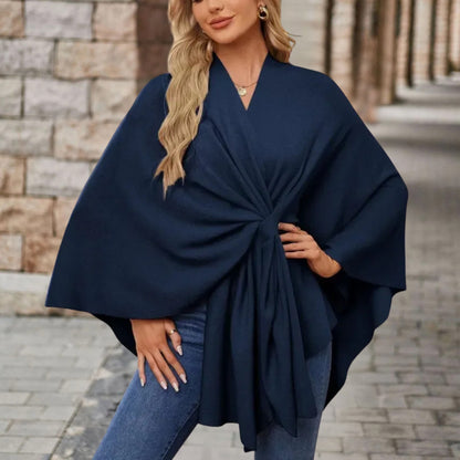 Women's top with cape effect and front knot