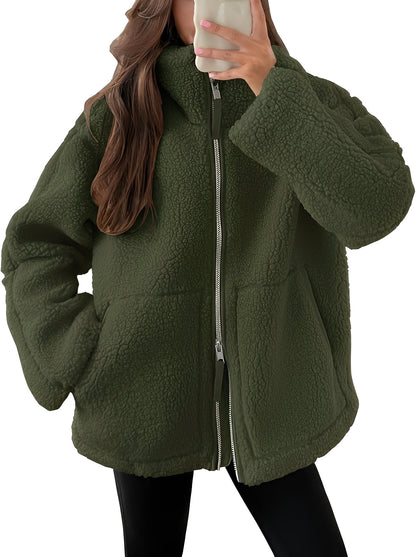 Stylish Women's Wool Jacket Zipper