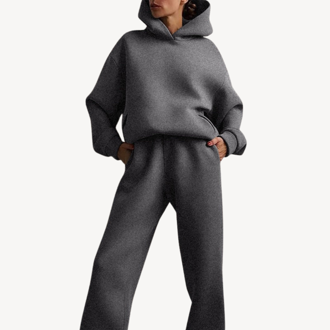 Women's Black Hoodie Tracksuit Sporty