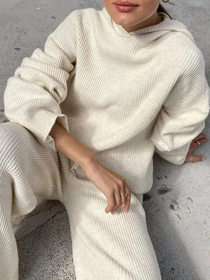 Stylish Women's Hoodie Set Stripe Design