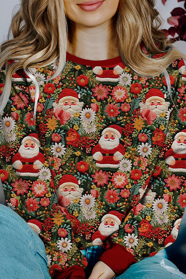 Christmas Sweater Long Sleeve Colorblock Printed