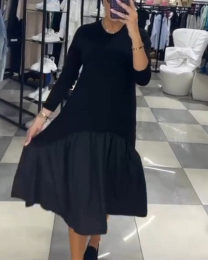 Patchwork Dress Women Ruffle Chic