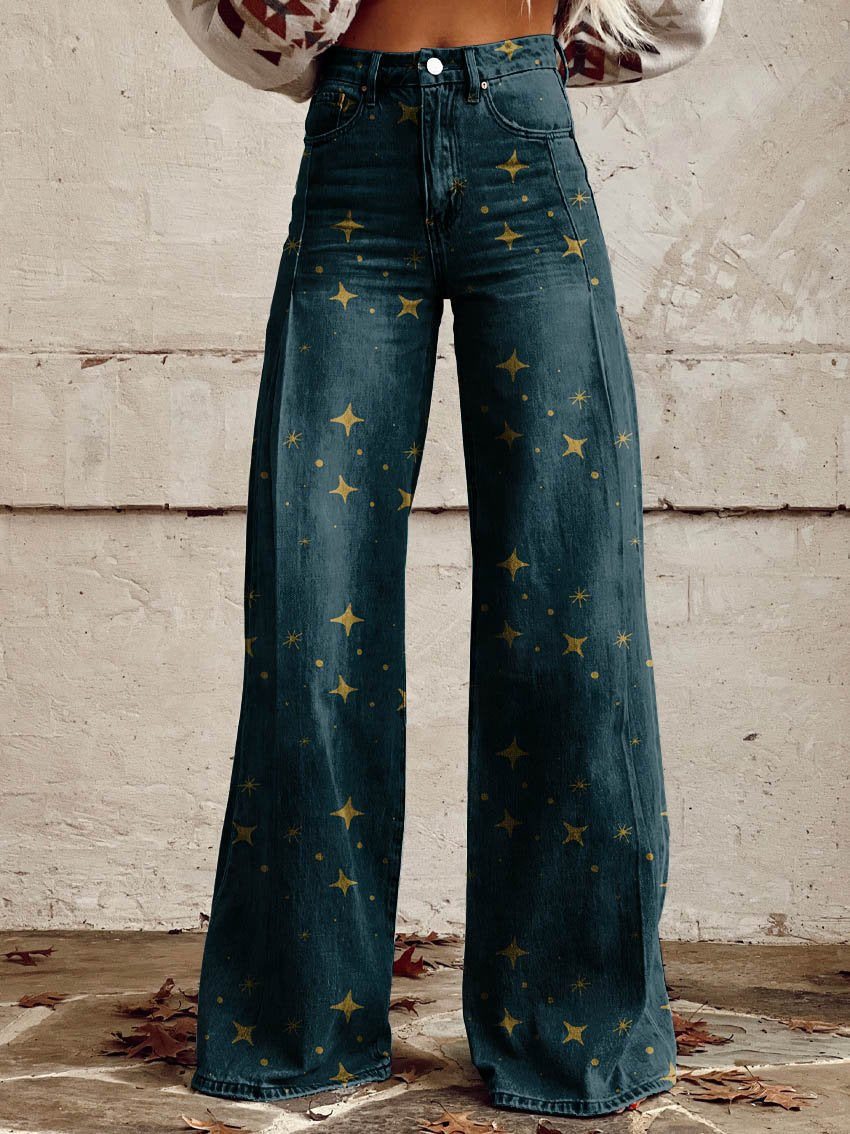 Stylish Women's Trousers Star Pattern Elegant
