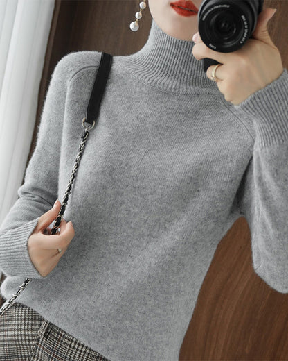 Elegant Solid Color Long-Sleeve Sweater