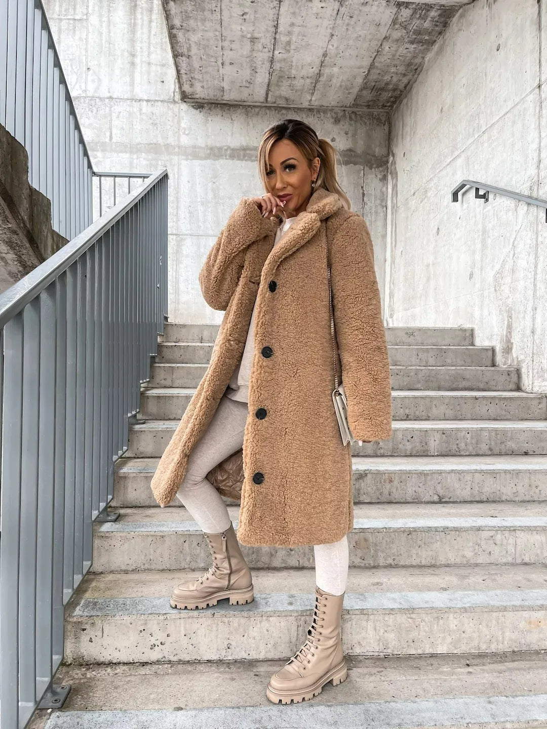 Elegant Plush Trench Coat for Women
