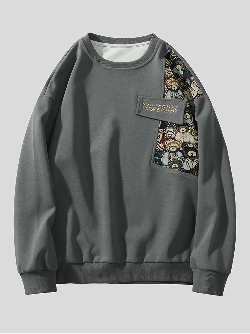 Stylish Men's Bear Design Sweatshirt