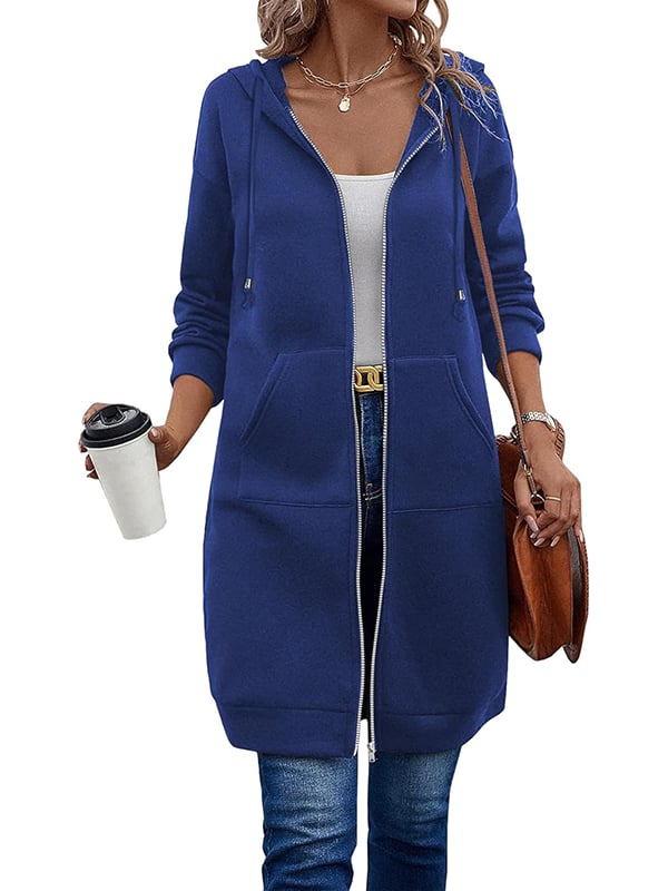 Women's Long Sleeve Hooded Zipper Jacket