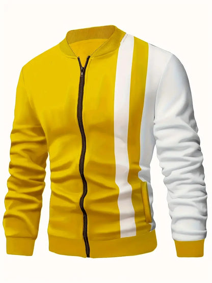 Fashionable Color Block Baseball Jacket