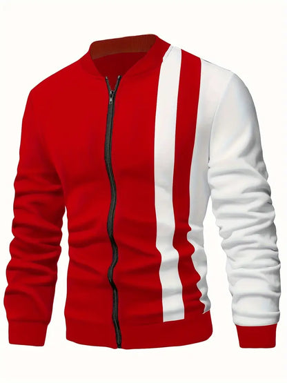 Fashionable Color Block Baseball Jacket