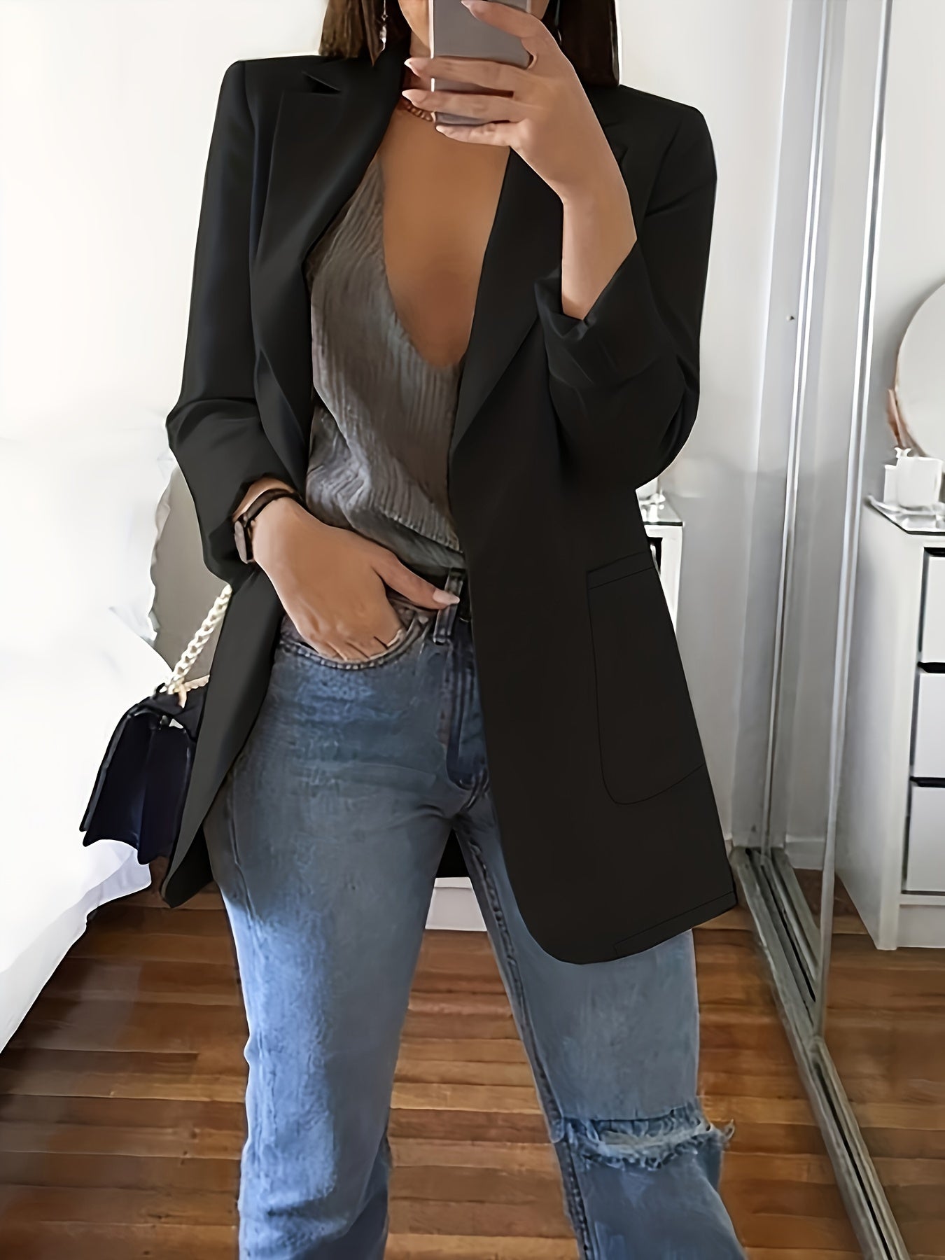 Elegant Women's Blazer Long Modern Business